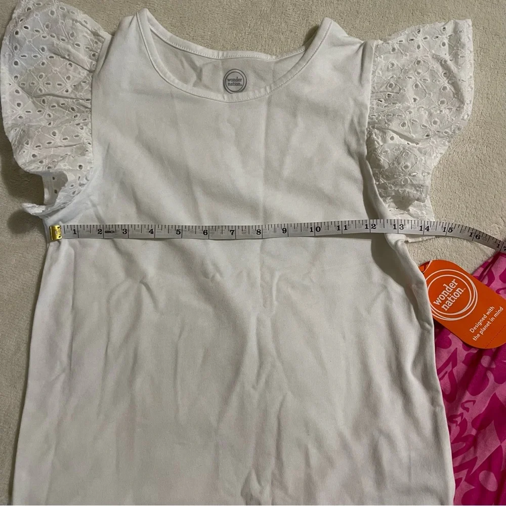 Wonder Nation white ruffle tank and Pink Dress with pockets. Size Large‎ girls